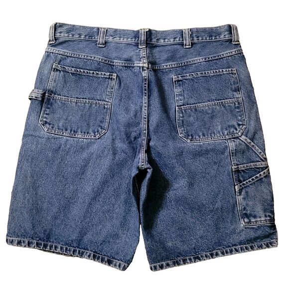 Vtg Old Navy Carpenter Shorts Mens 38 Blue Denim Jorts Utility Painter Baggy Y2K - Picture 1 of 13